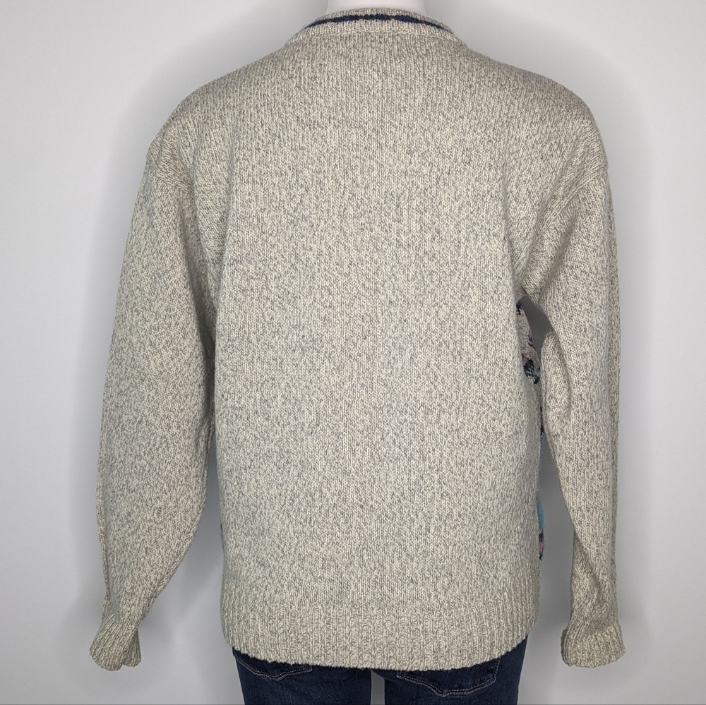 Vintage Woolrich tan blue pink school teacher wool blend button up cardigan M - Picture 6 of 8
